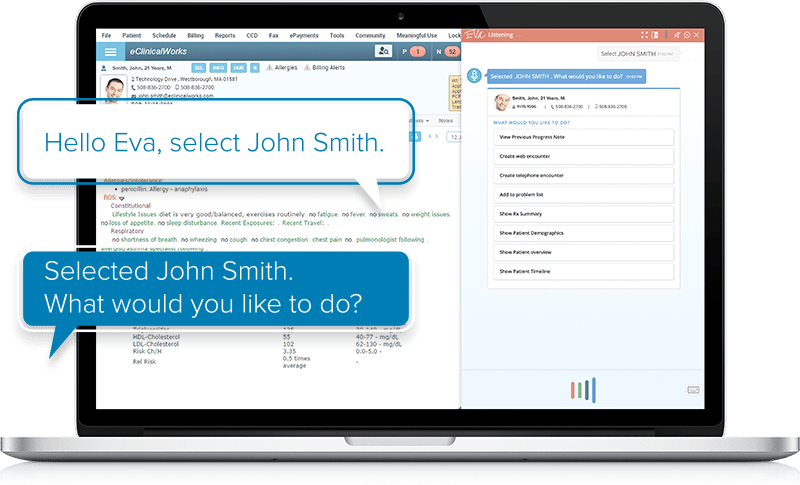 Eva eClinicalworks Virtual Assistant speech bubbles