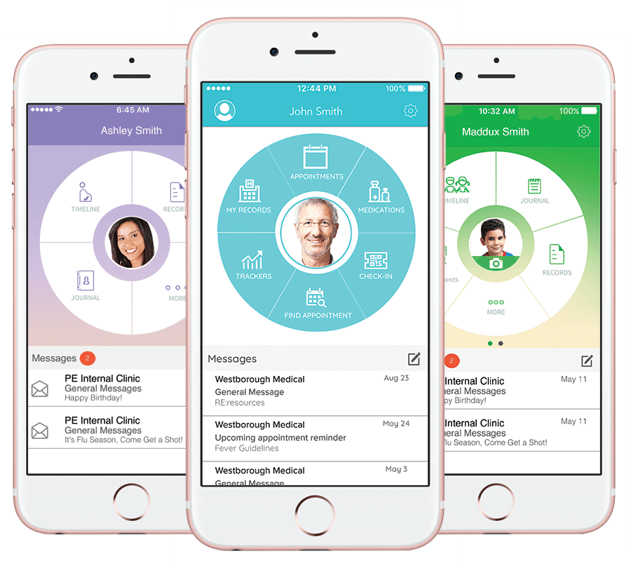 patients using the healow app on a phone