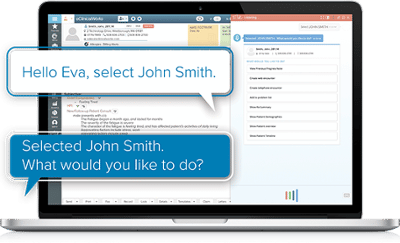 image of a laptop with a screenshot that prepresens eClinicalWorks Virtual Assistant