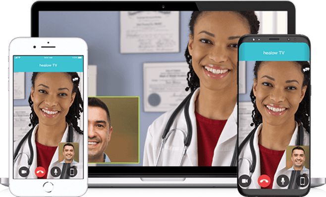 Televisit on laptop, android, and apple phone
