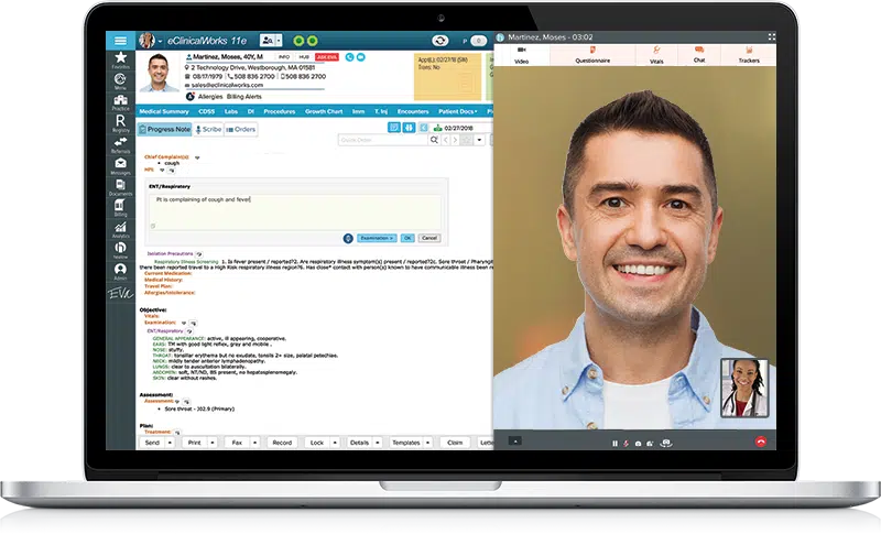 image of a laptop with a screenshot representing healow televisits