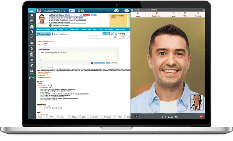 healow-telehealth-televisit-progress-note-screen-macbook
