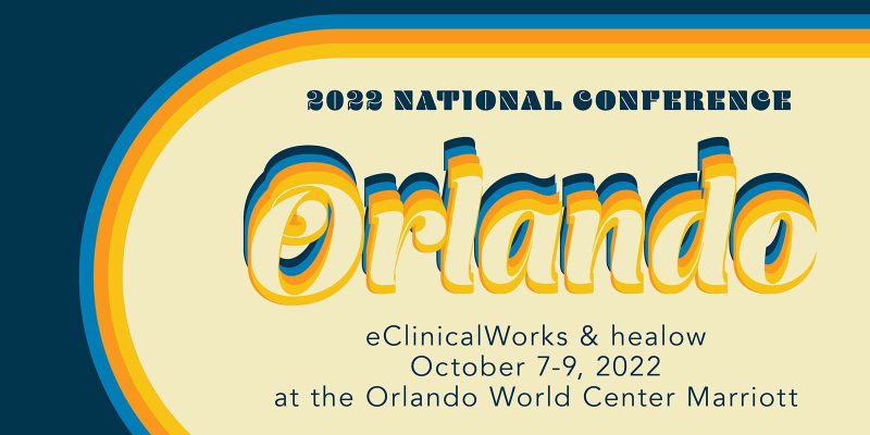Graphic to represent the eClinicalworks and healow National Conference