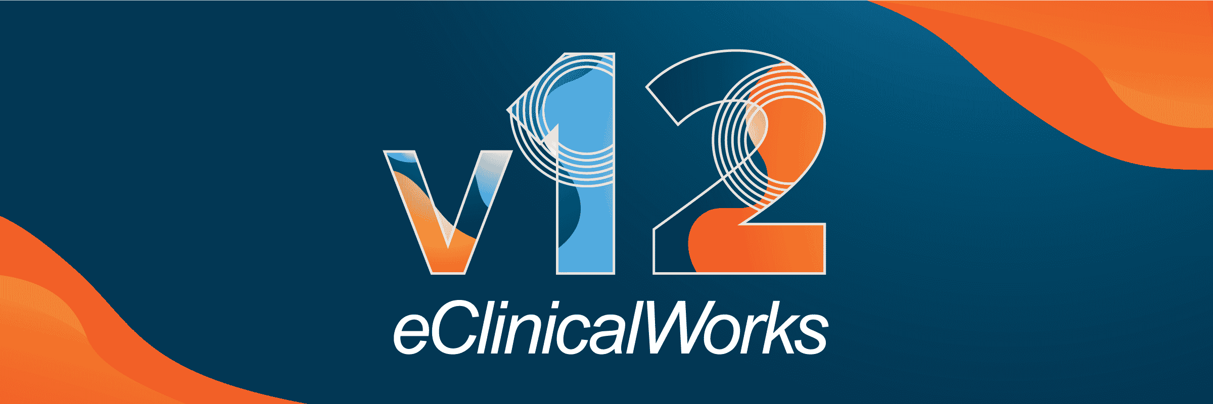 Blue and orange image that reads: v12 eClinicalWorks