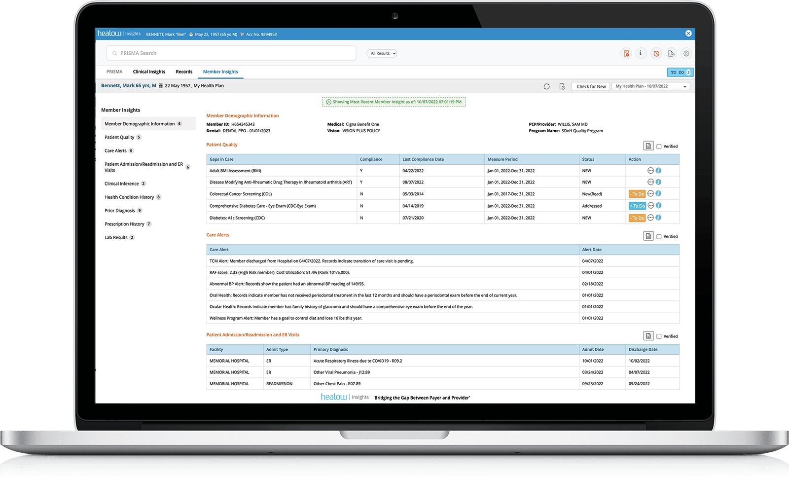 image of a laptop with a screenshot representing healow insights to-do list functionality