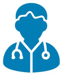 blue and white doctor icon