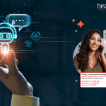 bot on screen in a hand, with person on the phone representing AI contact center solution, healow Genie