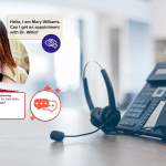 A phone on a desk with an icon of a patient on the phone representing How AI is Helping Call Centers Prioritize Patient Needs
