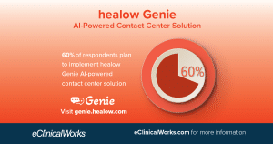 healow Genie AI-Powered Contact Center Solution 60% of respondents plan to implement healow Genie AI-powered contact center solution visit genie.healow.com